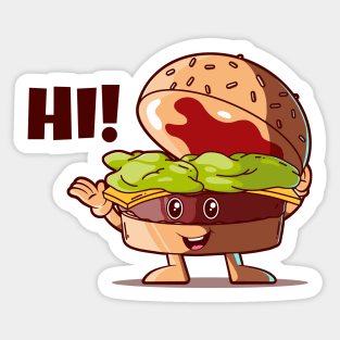 Hi! Happy burger (on light colors) Sticker